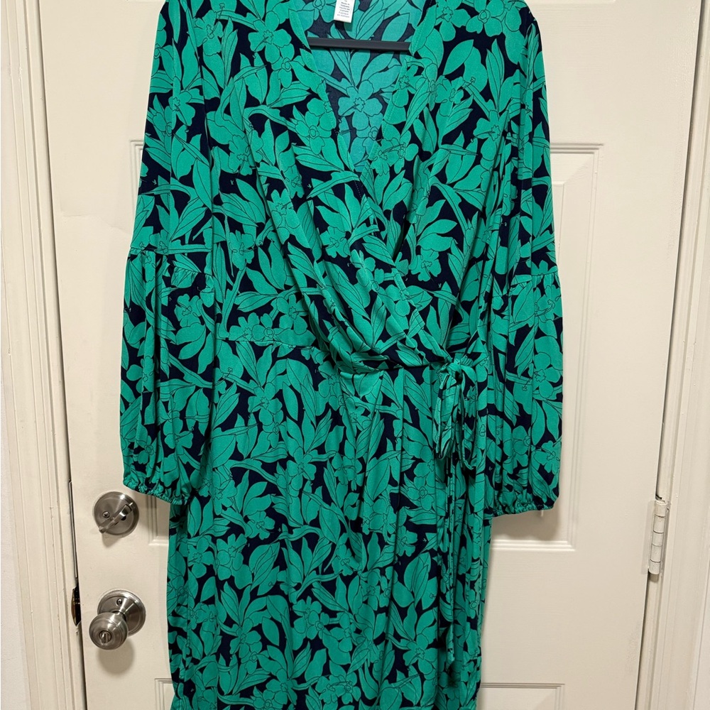 London Times Teal/Greenish and Navy Floral Dress